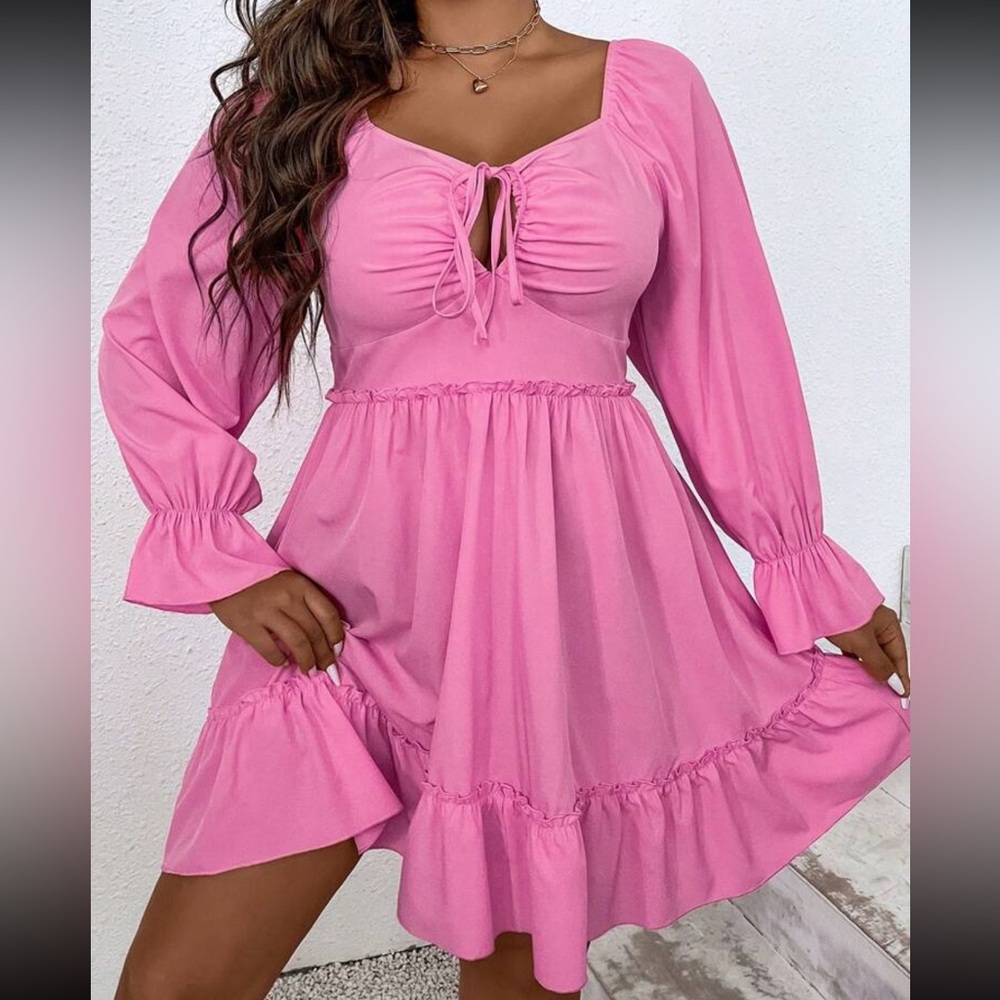 SHEIN Pink Ruffle Hem Dress 3x NWOT